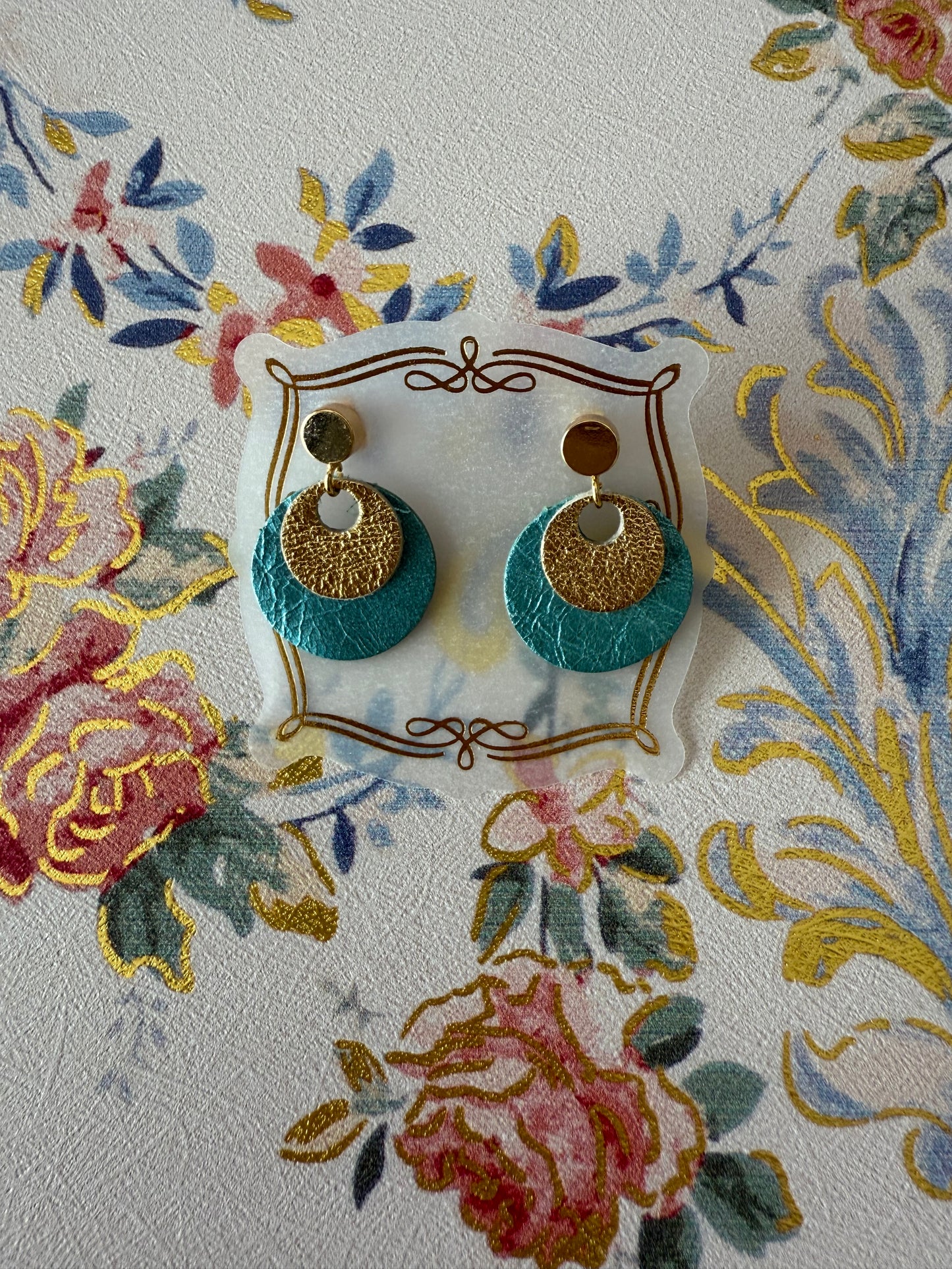Turquoise and Gold studded Earrings