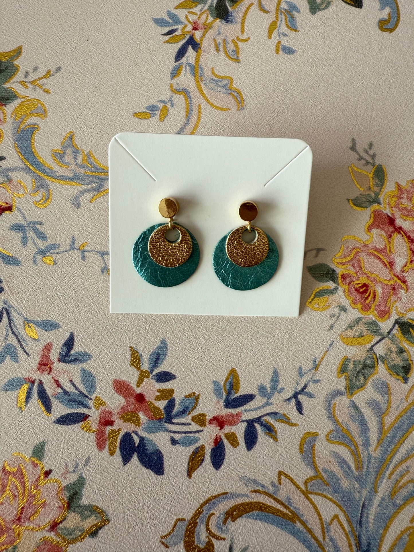 Turquoise and Gold studded Earrings