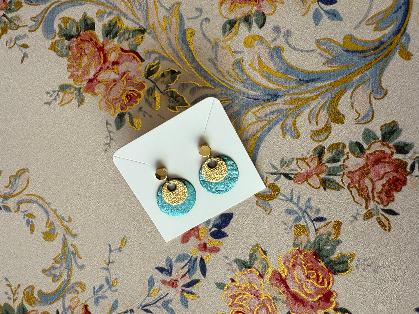 Turquoise and Gold studded Earrings