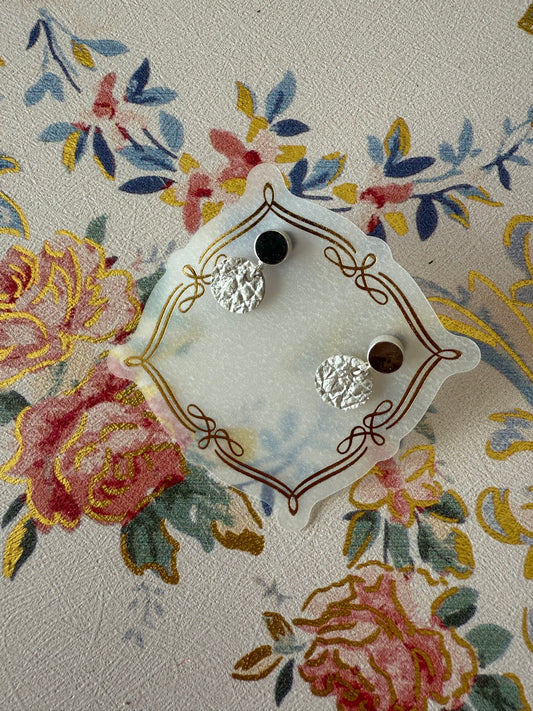 Silver small round earrings minimalist lightweight