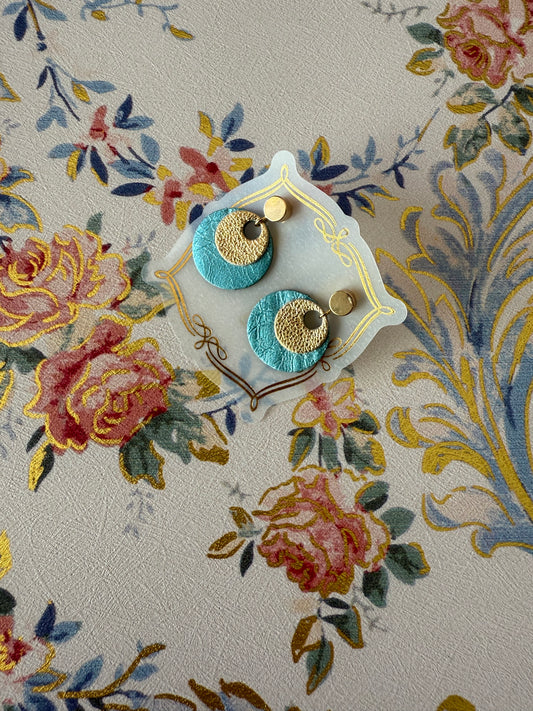 Turquoise and Gold studded Earrings