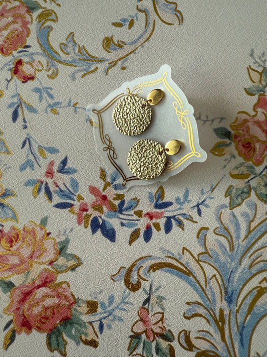 Round Rust Gold Medium Sized Leather Earrings