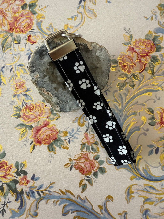 Paw Prints Black and White Keychain