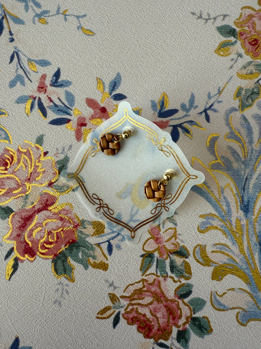 Small Cork Earrings Gold stud