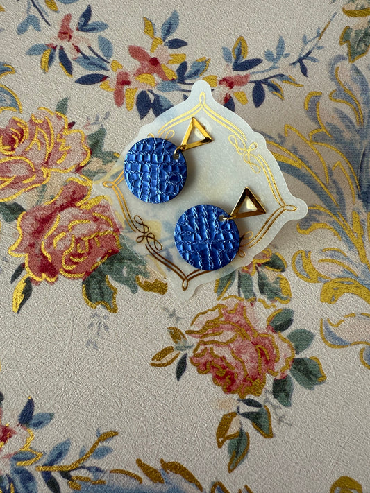 Dark Royal Blue Gold Stud Earrings