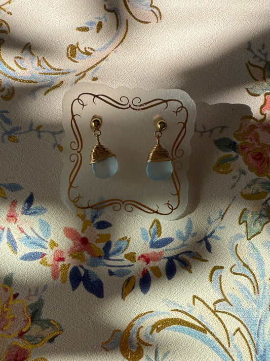 Birthstone Light Blue December Sapphire Colored Earrings