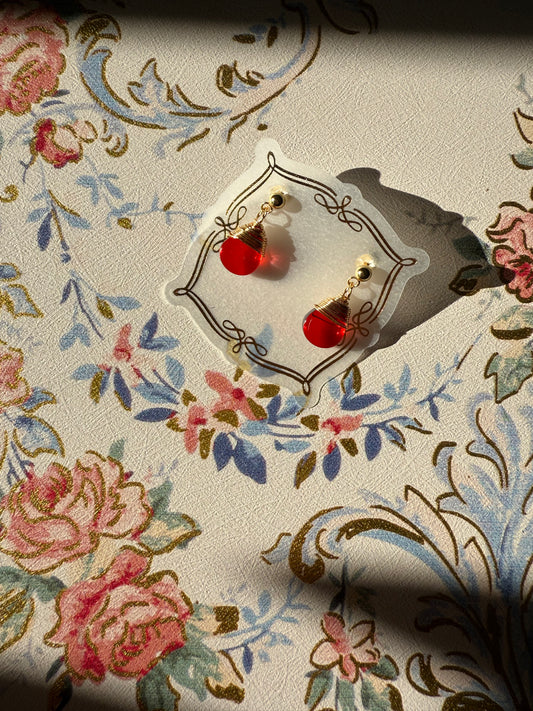 Birthstone Ruby Red July Earrings