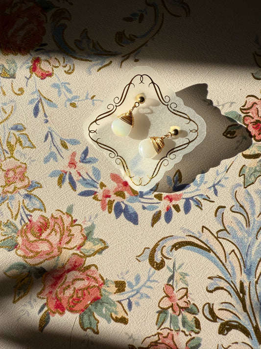 Birthstone White Iridescent April Crystal Colored Earrings