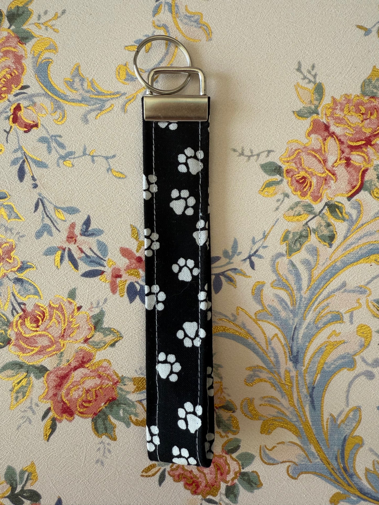 Paw Prints Black and White Keychain