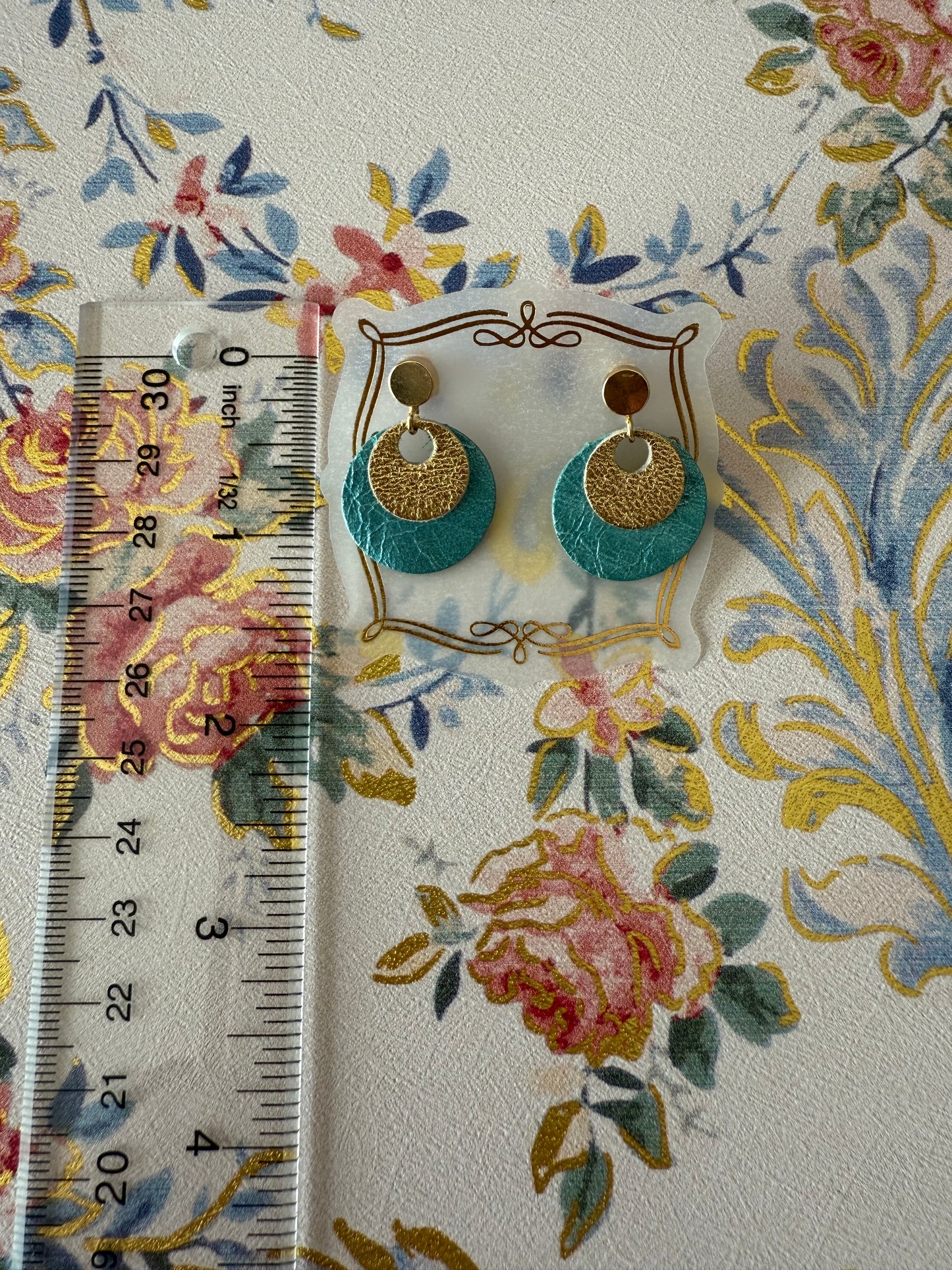 Turquoise and Gold studded Earrings
