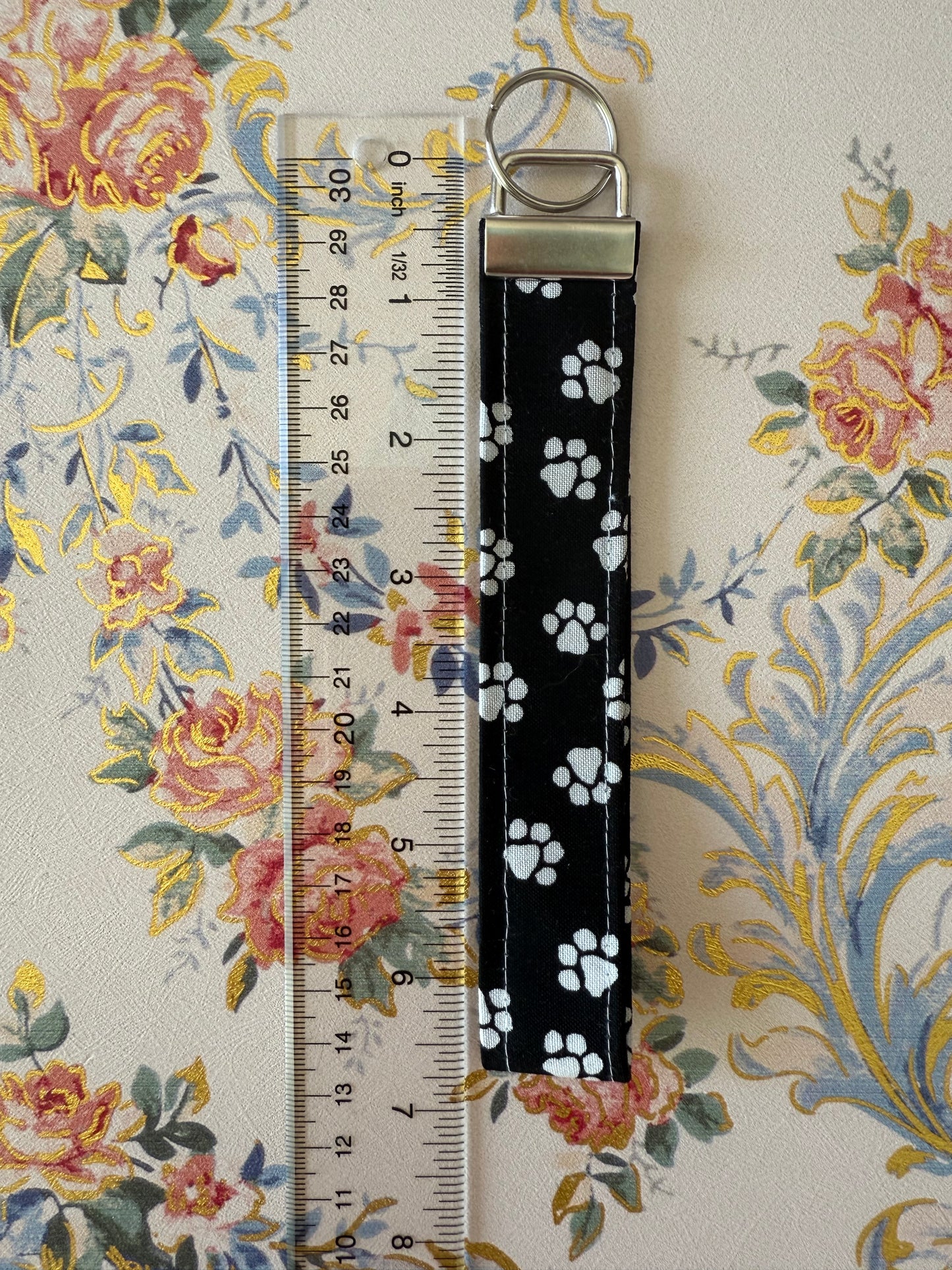Paw Prints Black and White Keychain