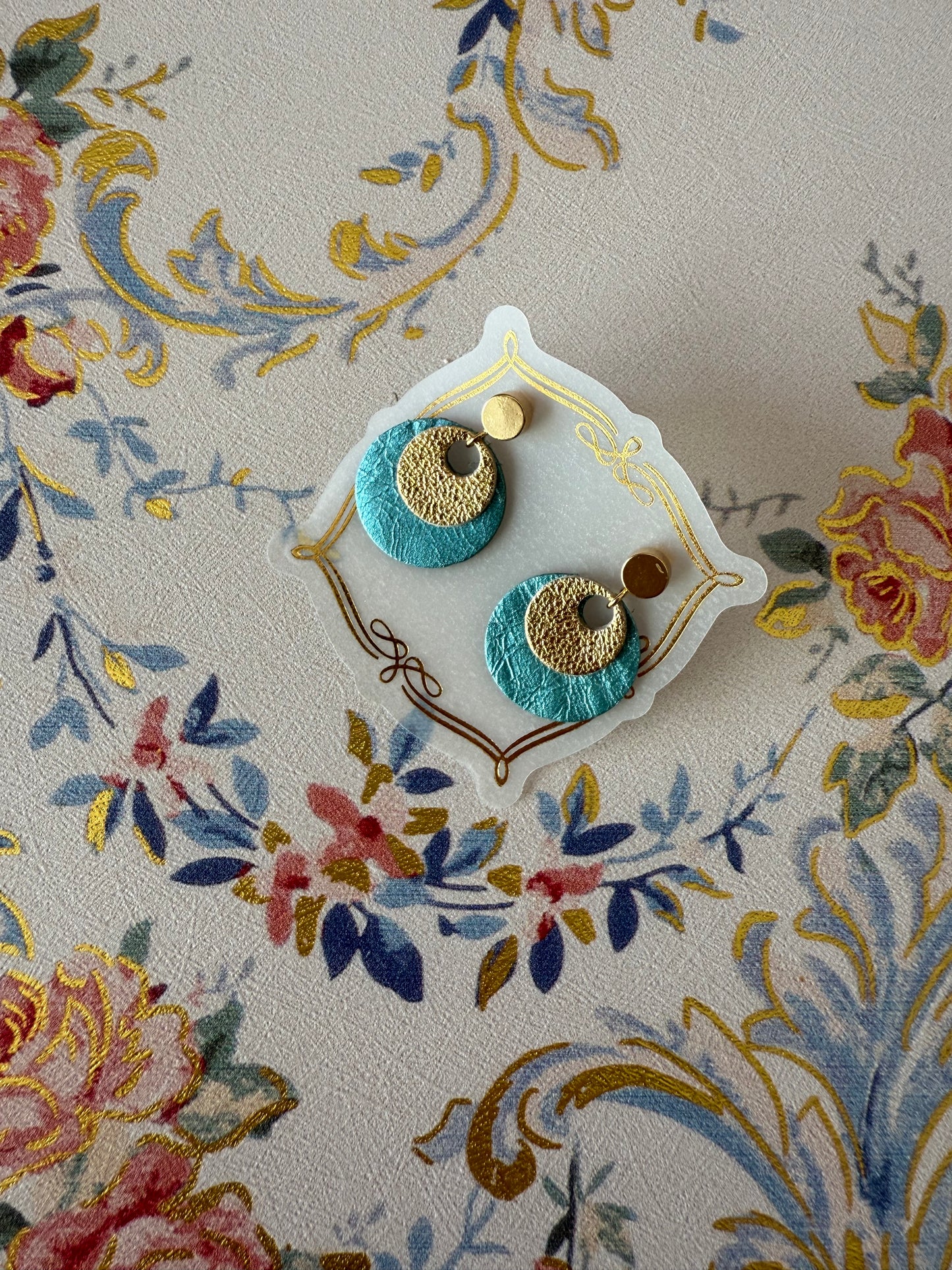 Turquoise and Gold studded Earrings