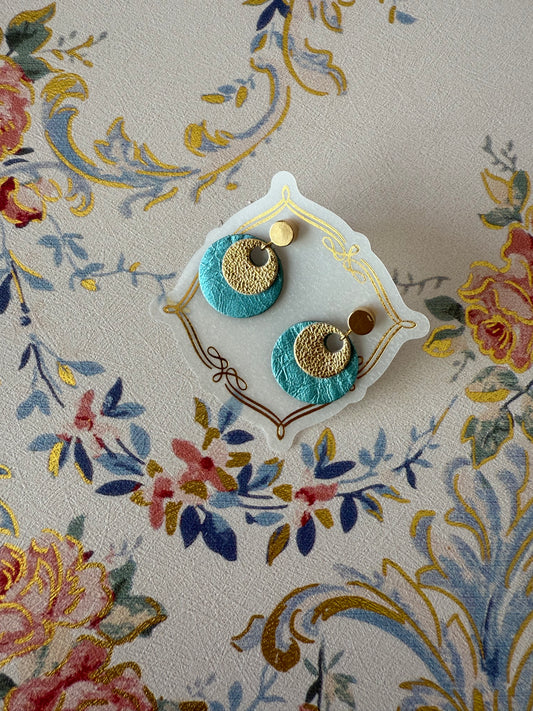 Turquoise and Gold studded Earrings