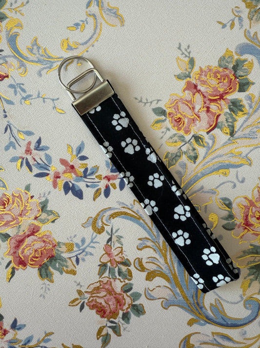 Paw Prints Black and White Keychain