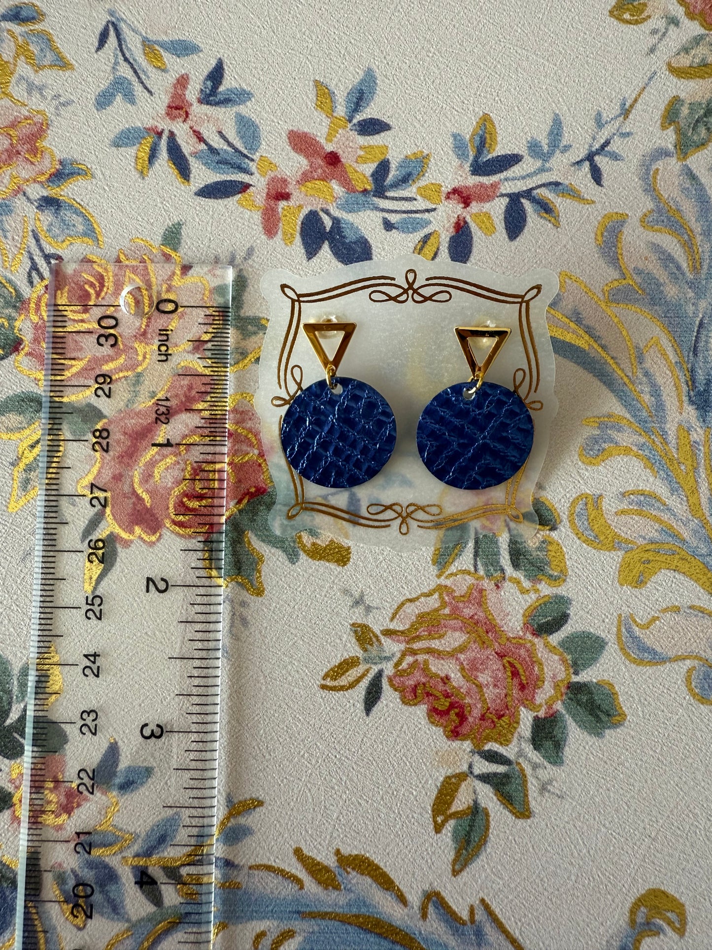 Dark Royal Blue Gold Stud Earrings
