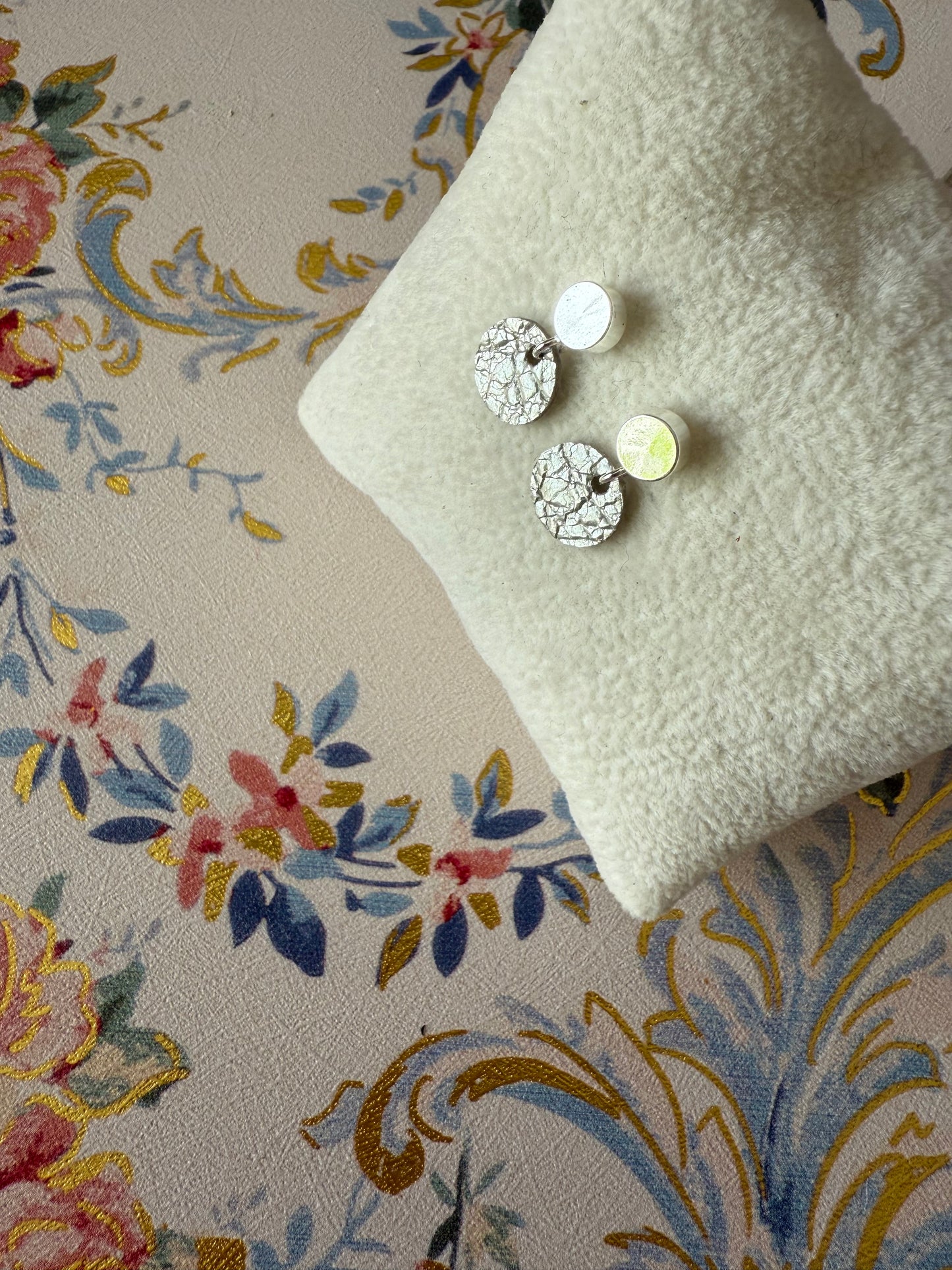 Silver small round earrings minimalist lightweight