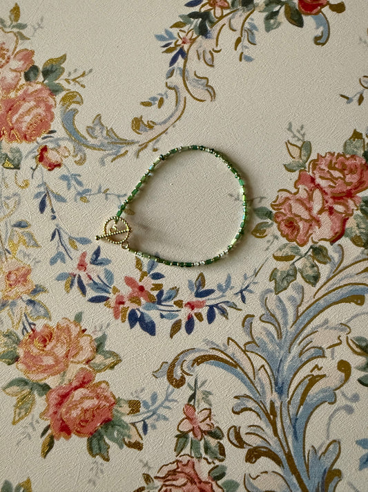 Simple beaded green gold bracelet simple elegant clasp