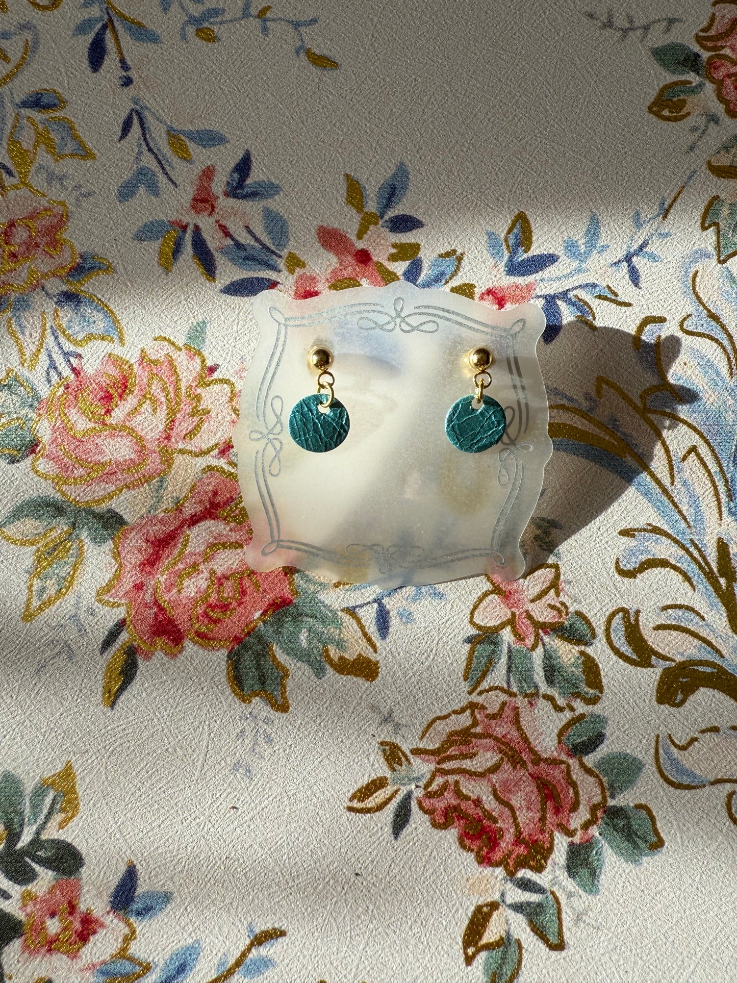 Turquoise extra small leather earrings gold plated stud