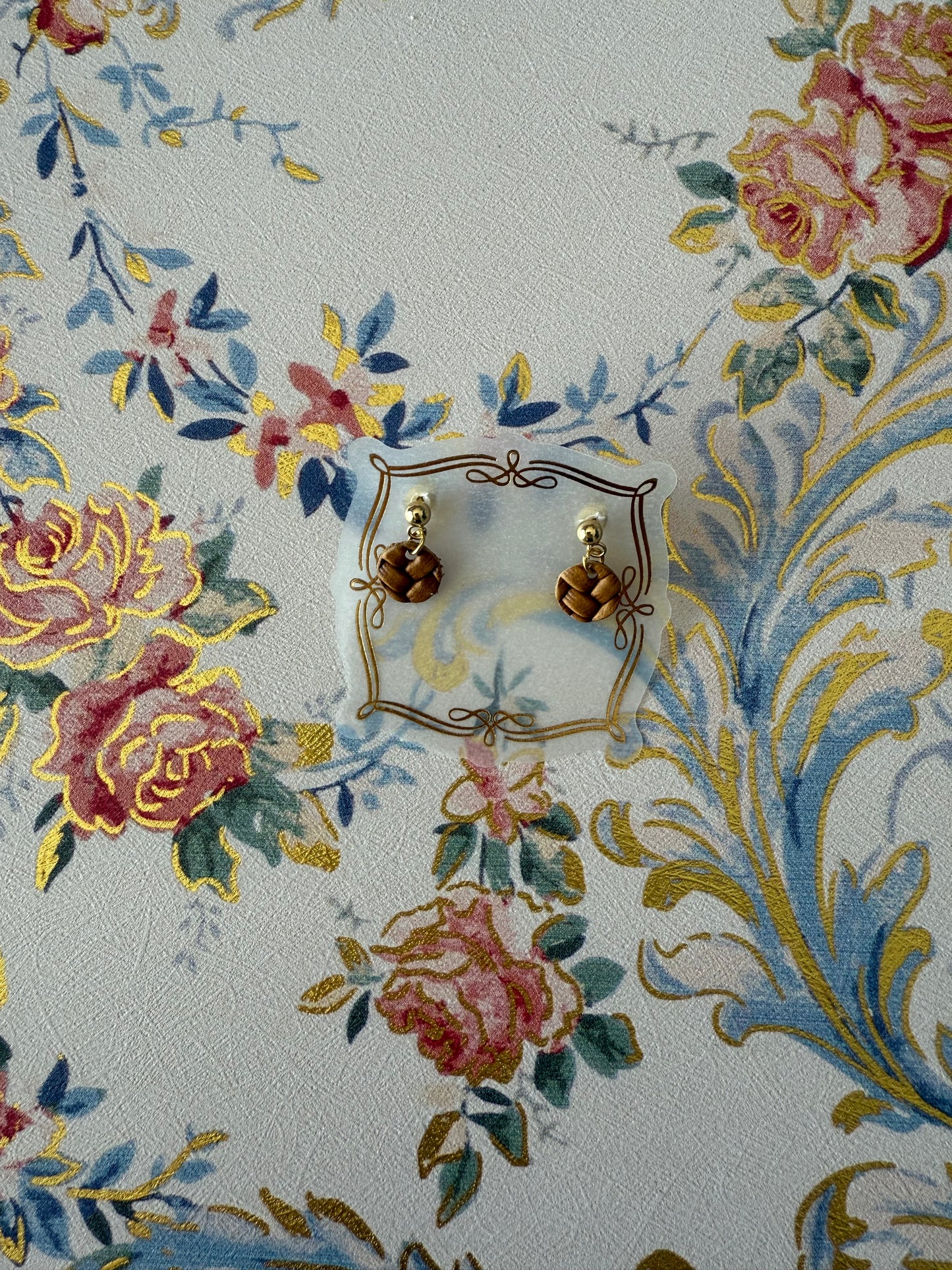 Small Cork Earrings Gold stud