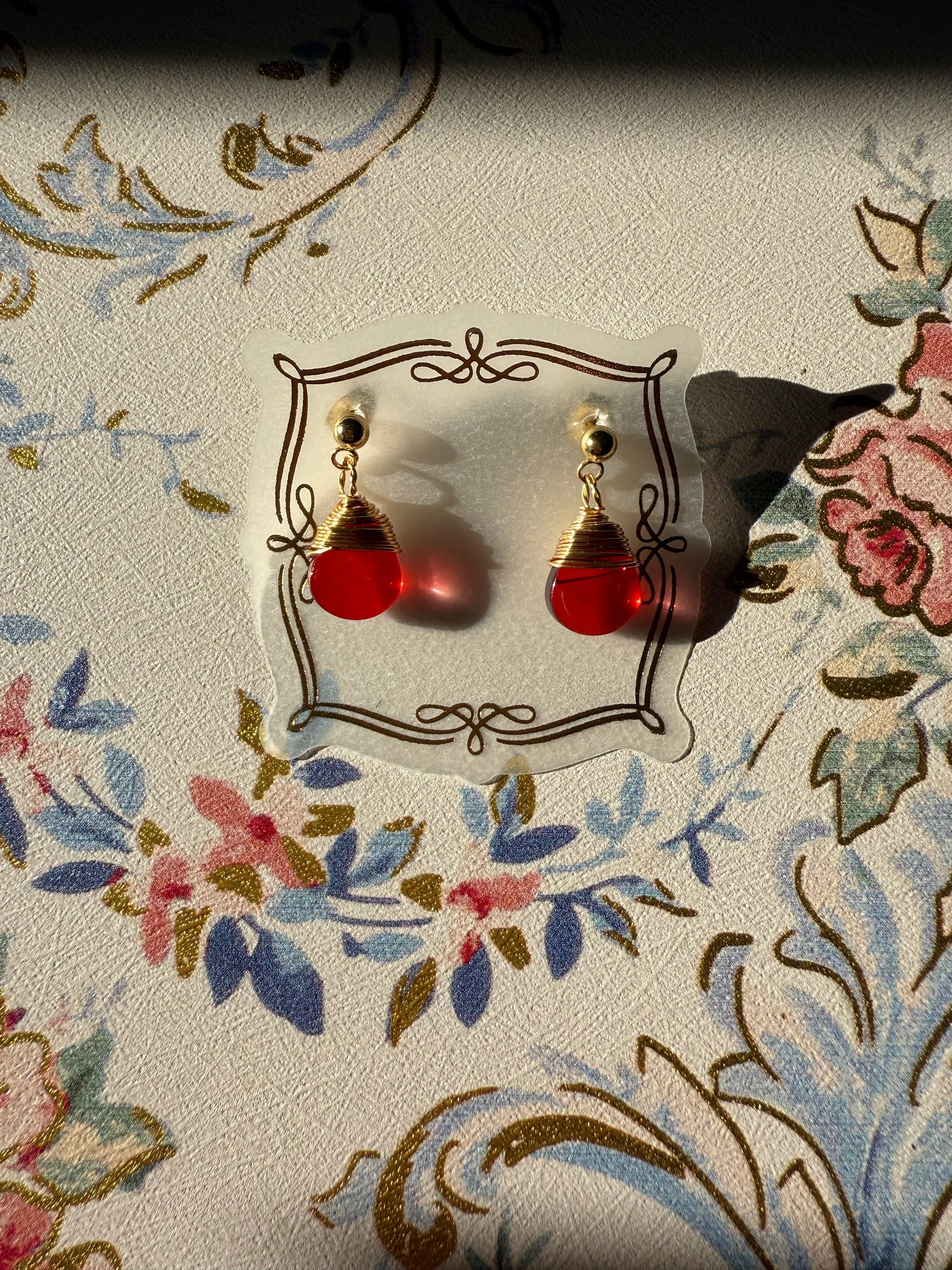 Birthstone Ruby Red July Earrings