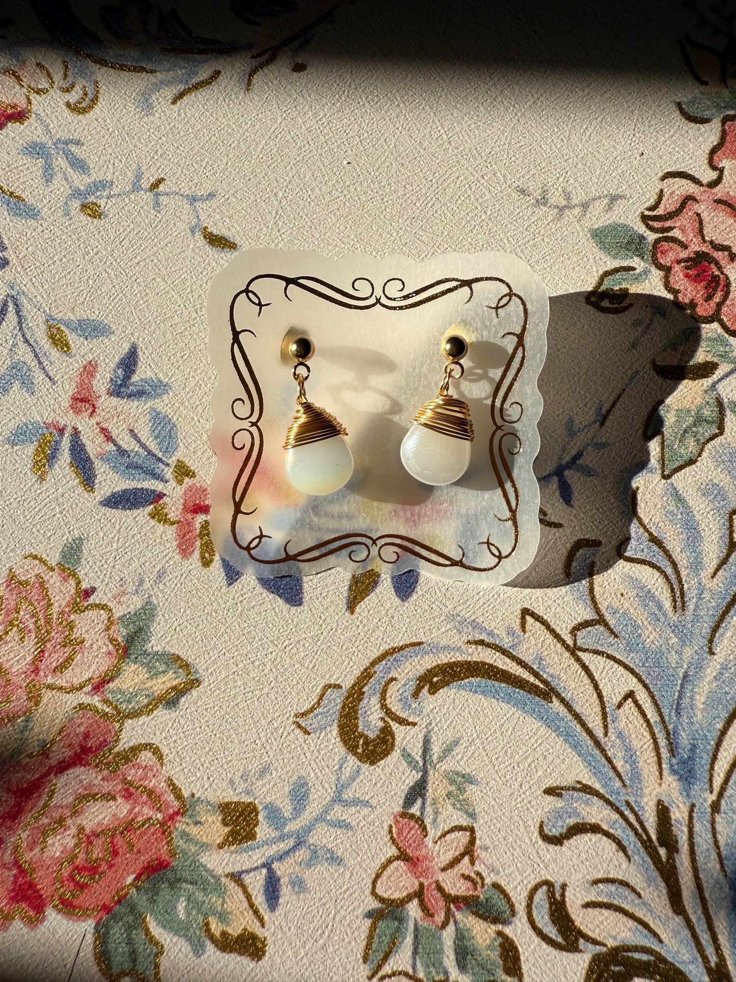Birthstone White Iridescent April Crystal Colored Earrings
